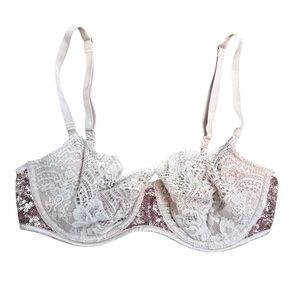 Victoria's Secret Dream Angels Push-Up Without Padding Pink Sequin Bra Size 32D